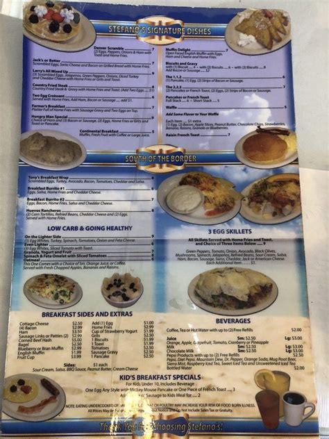 Menu at Stefano's Family Restaurant, Englewood