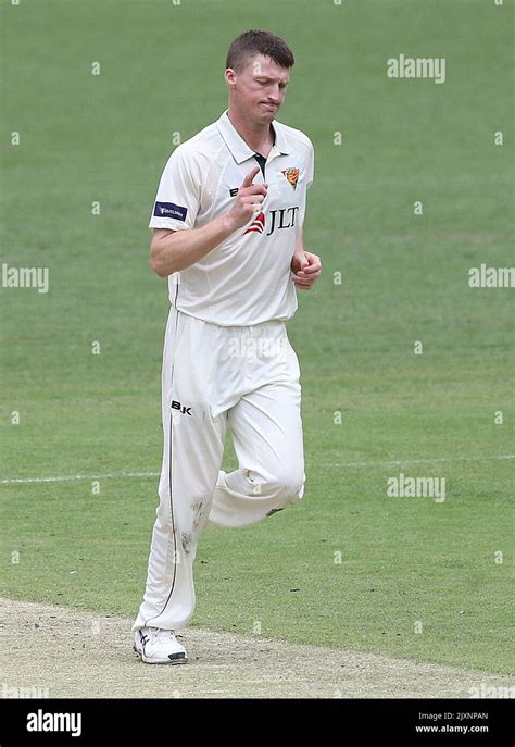 Jackson Bird of the Tigers celebrates taking a wicket during day three of the JLT Sheffield ...