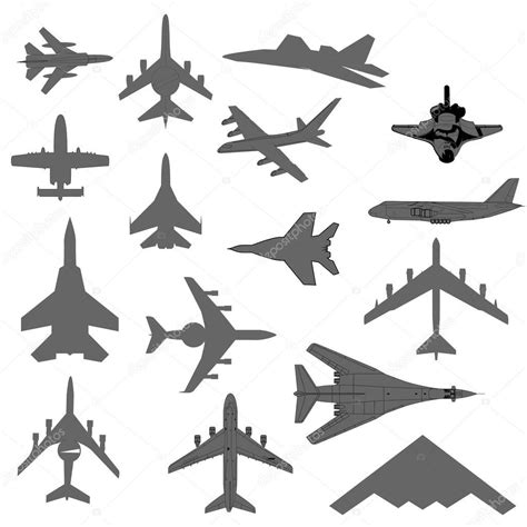 Download - Military combat airplane silhouettes set — Stock Image #4512005 | Airplane silhouette ...