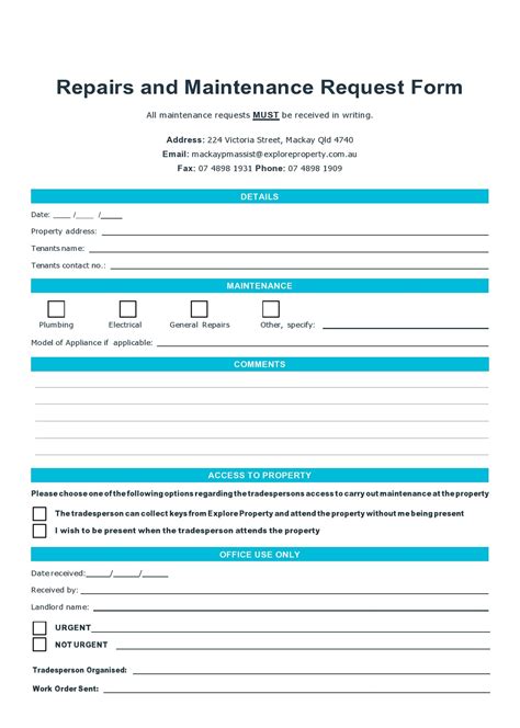 54 Maintenance Request Form Templates [Free] ᐅ TemplateLab