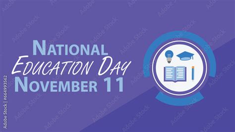 National Education Day vector banner design with geometric shapes and ...