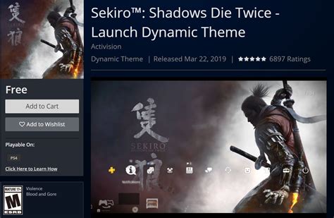 Free Stuff Alert - New Holiday Sekiro: Shadows Die Twice Dynamic Theme Costs Zilch - PlayStation ...