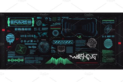 Futuristic cyberpunk HUD set | Creative Market