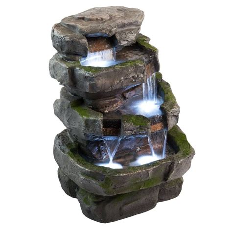 22" Wilson Rock Fountain with LED Lights | Fountains outdoor, Outdoor ...