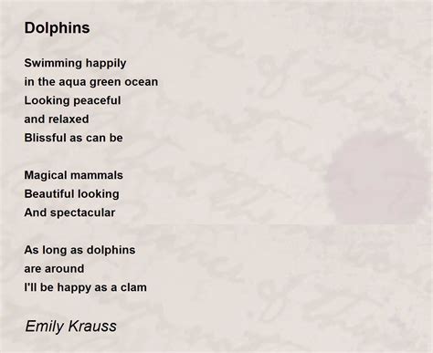 Dolphins Poem by Emily Krauss - Poem Hunter