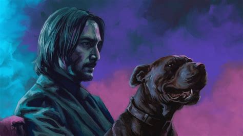 artwork, digital art, John Wick, Keanu Reeves, dog, movies, fan art ...