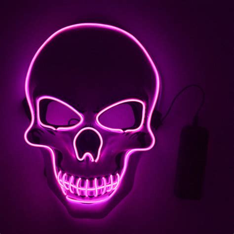 Tagital LED Scary Skull Halloween Mask Costume Cosplay EL Wire Light Up Halloween Party ...