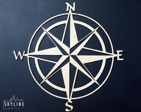 Nautical Map Compass Rose 24 Diameter NSEW by SkylineWorkshop