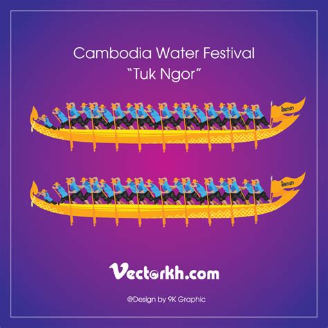 Cambodia Water Festival "Khmer Boat" free vector - vectorkh