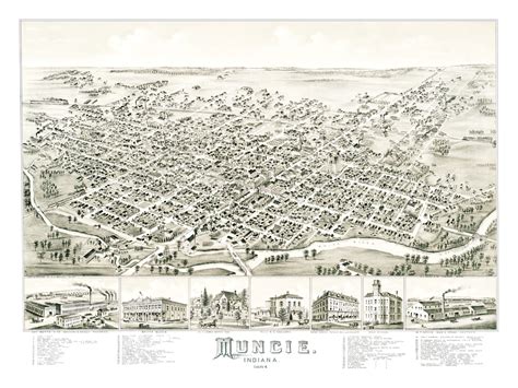 Beautifully detailed map of Muncie, Indiana from 1884 - KNOWOL