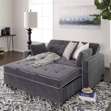 Carlton Queen Pullout Sleeper Sofa with 2 Pillows in Grey | Queen size ...