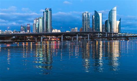 Marine City At Night, Busan Skyline Stock Image - Image of landmark ...