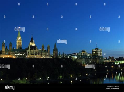 Canada, Ontario, Ottawa Skyline Panorama By Night Stock Photo - Alamy