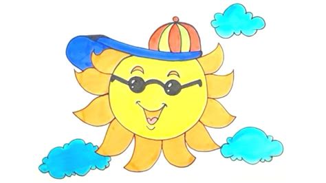 How to Draw Sun with Sunglasses | Drawing for kids, Drawings, Moon for kids