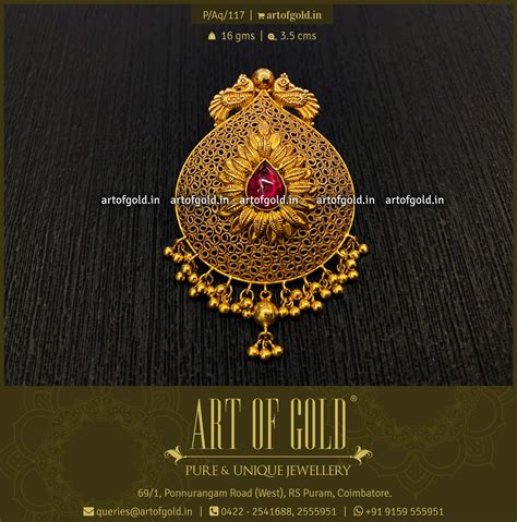 Gold Pendant - Filigree pattern | Art of Gold Jewellery, Coimbatore