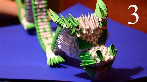 3D origami green Chinese dragon of paper tutorial part 3 Origami Paper ...