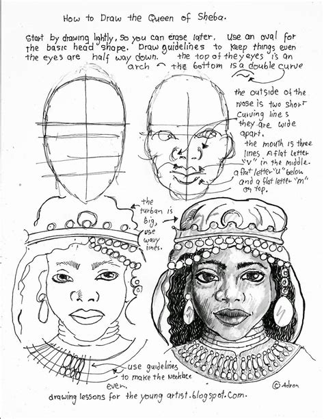 How To Draw The Queen of Sheba, Free Printable Worksheet Basic Drawing, Drawing Lessons, Art ...