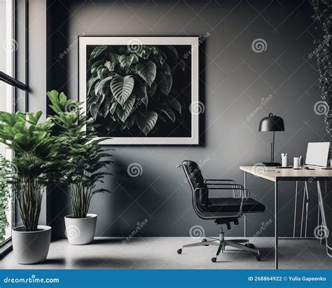 Modern Minimalist Office with Natural Plants. Illustration Generative ...