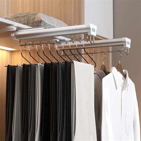 Shallow Clothes Pole of Closet Cabinet Inner Top Vertical Vertical Pull-out Telescopic Coat ...