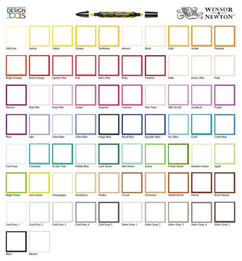 Winsor & Newton Brushmarker blank chart | Super coloring pages, Chart, Paint color chart