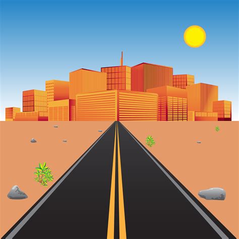 road in the desert, city, vector | Transportation Illustrations ~ Creative Market