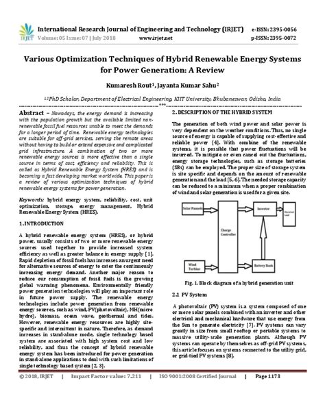 (PDF) Various Optimization Techniques of Hybrid Renewable Energy Systems for Power Generation: A ...