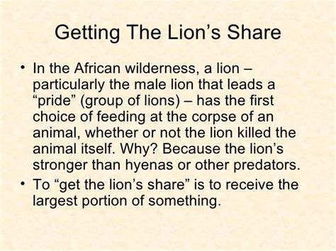 15. Getting The Lion's Share ... | Idioms lessons, Idioms, Learning