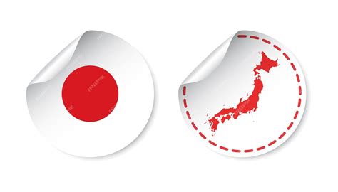 Premium Vector | Japan sticker with flag and map label round tag with ...