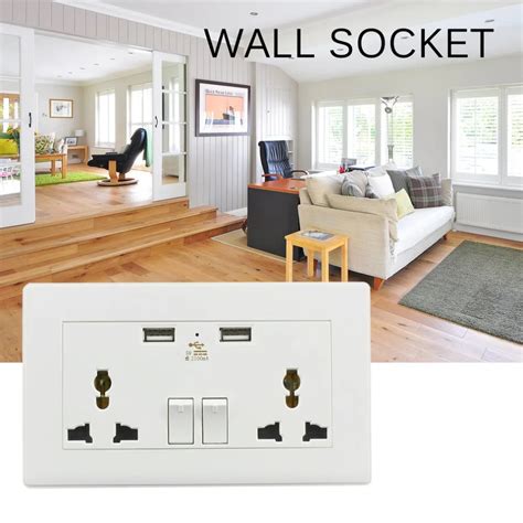 2 Gang 2USB 2000mA Home Wall Charger Adapter Socket Dual USB Port ...