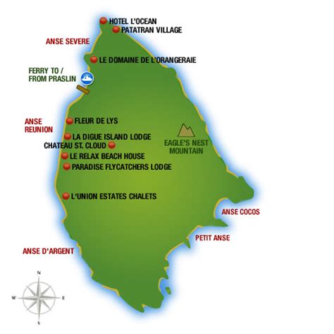 Seychelles Holidays - La Digue Island Map - justseychelles.com