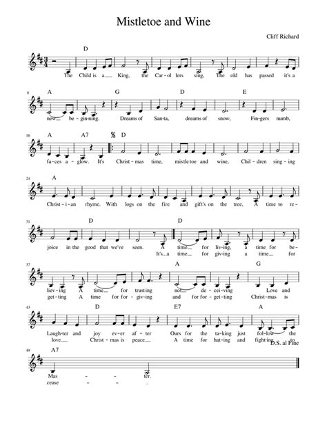 Mistletoe and Wine lead line with lyrics Sheet music for Piano (Solo) Easy | Musescore.com