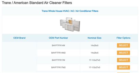 Trane / American Standard Furnace Filters / AC Filters