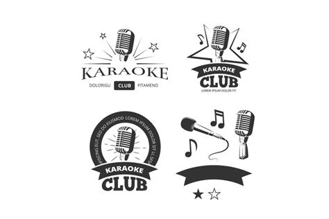 Vintage karaoke vocal party vector labels badges emblems log