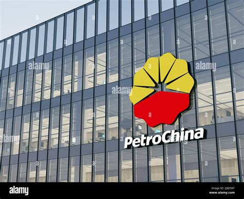 Beijing, China. May 2, 2022. Editorial Use Only, 3D CGI. PetroChina Signage Logo on Top of Glass ...