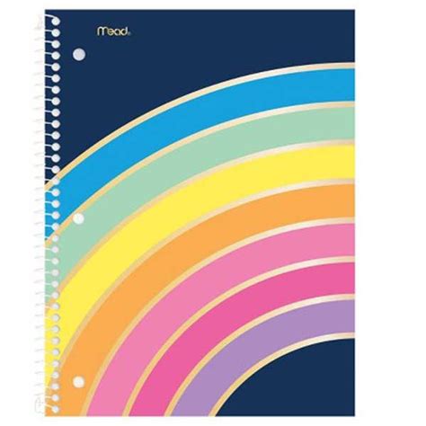 Mead Rainbow 1 Subject Wide Ruled Spiral Notebook - Assorted Designs - Crown Office Supplies