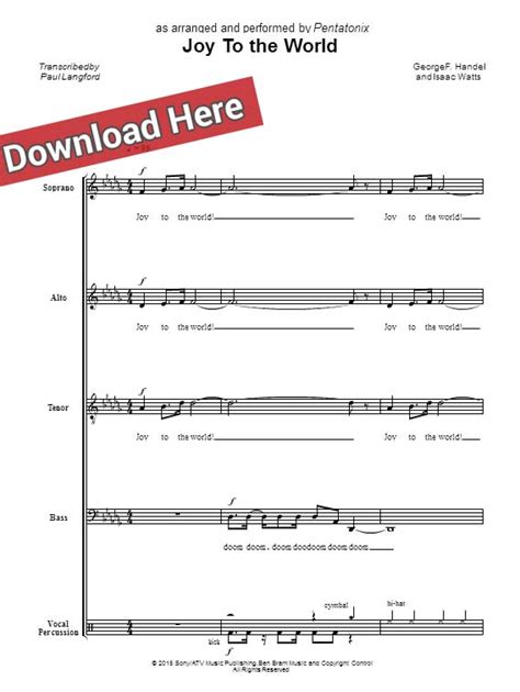 Pentatonix Joy to the World Sheet Music, Chords, Piano Notes