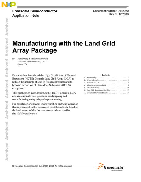 Manufacturing with the Land Grid Array Package