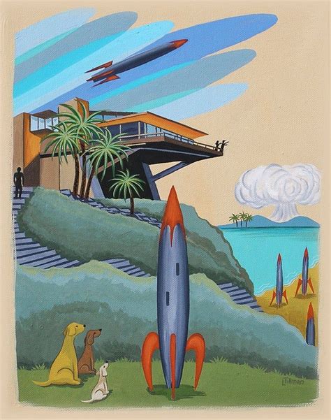 Buy Mid Century Modern Limited Edition Print From Original Painting Architecture Dog Rockets ...