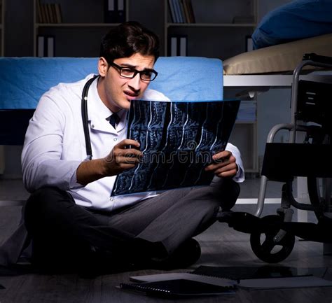 Doctor Working Night Shift in Hospital after Long Hours Stock Image - Image of healthy, medicine ...