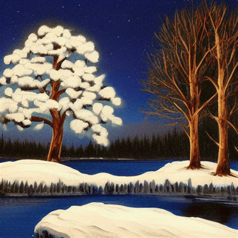 Bob Ross Winter Painting · Creative Fabrica