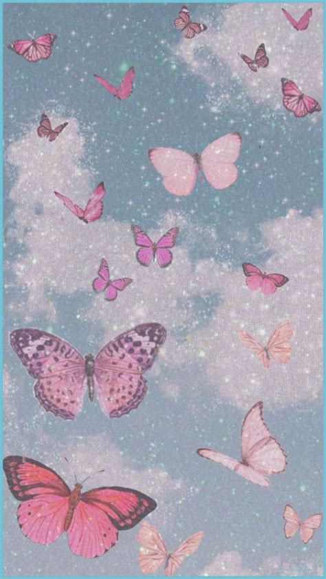 Pink Glitter Butterfly Wallpaper