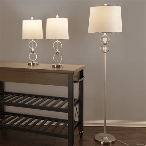 Table Lamp and Floor Lamp Set of 3 Modern Brushed Steel LED Living Room Lighting 886511990531 | eBay