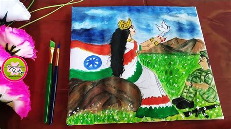 BHARAT MATA Painting Easy//India's INDEPENDENCE Day calibrations ...