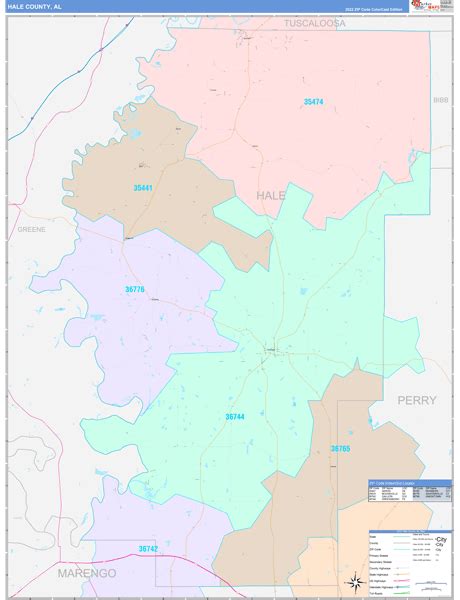 Hale County, AL Wall Map Color Cast Style by MarketMAPS - MapSales