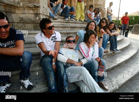 Young people Noto Sicily Italy Stock Photo - Alamy