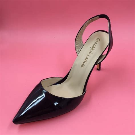 Sexy Shoes Size 12 Black Pointed Toe Slingbacks Women Pump Shoes Designer Shoes Women Luxury ...