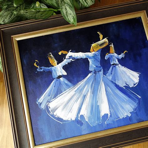 Islamic Painting ORIGINAL Whirling Dervish Art, Sufi Islamic Gift ...