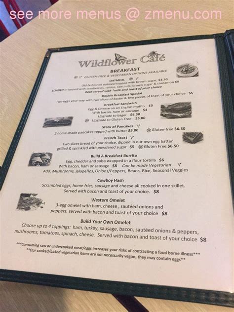 Menu at The Wildflower Café restaurant, Huntingdon