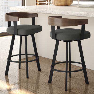 Corrigan Studio Drees Swivel Bar & Counter Stool Color: Charcoal Grey ...