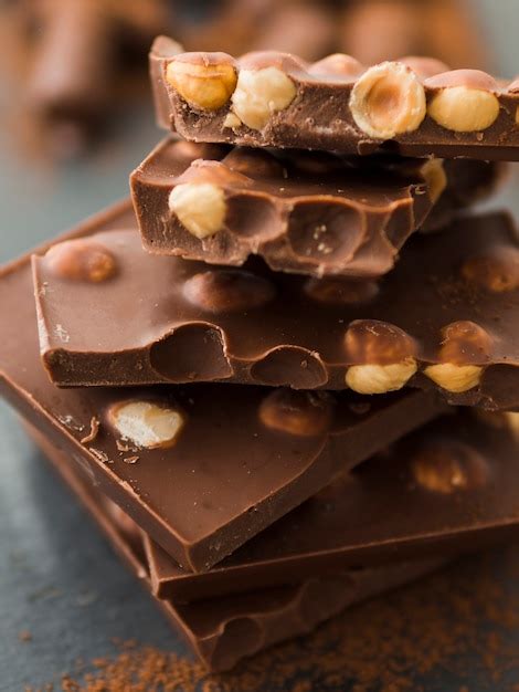 Free Photo | Stack of chocolate bars with nuts